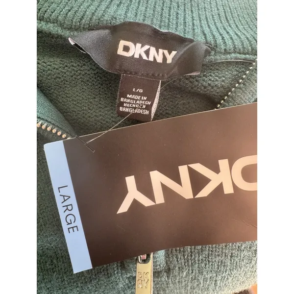 NWT DKNY Green Quarter Zip Turtleneck Sweater Women’s Size Large - Image 6
