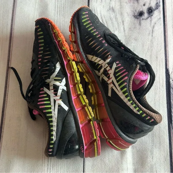 Asics‎ Gel Quantum 360 Athletic Running Shoes Women Sz 8 T5J6N Purple Pink Neon - Image 6