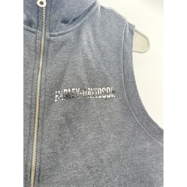 Harley-Davidson Zip Vest Women's Small Gray Logo Biker Casual Layering‎ - Image 2