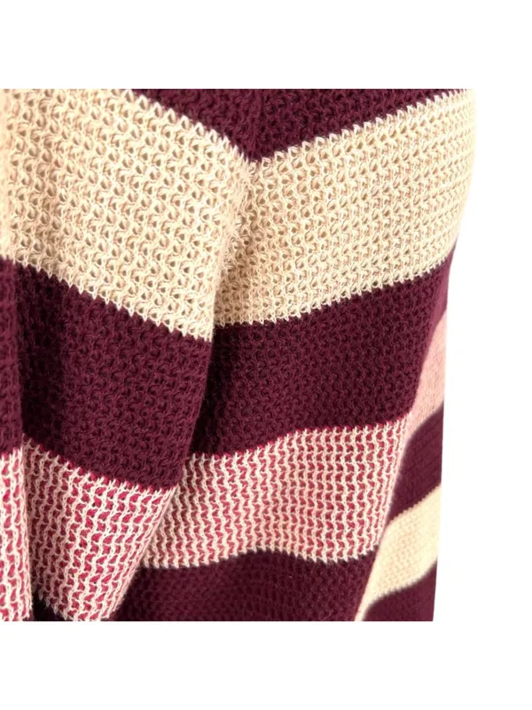 Market & Spruce Striped Boatneck Sweater Burgundy Pink Cream Size 2X NWT - Image 4