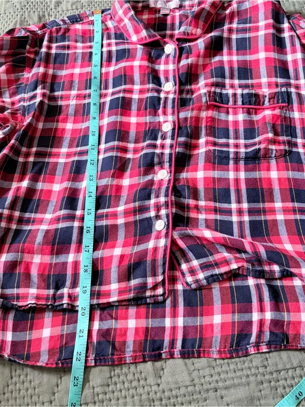 J.Crew Plaid Pajama Flannel Set Women Small Red Navy Blue Cotton NWOT - Image 13