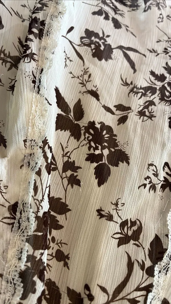 Vintage Y2K Brown Floral Fairy Grunge Hanky Hem Lace Tank Top Large - Image 9