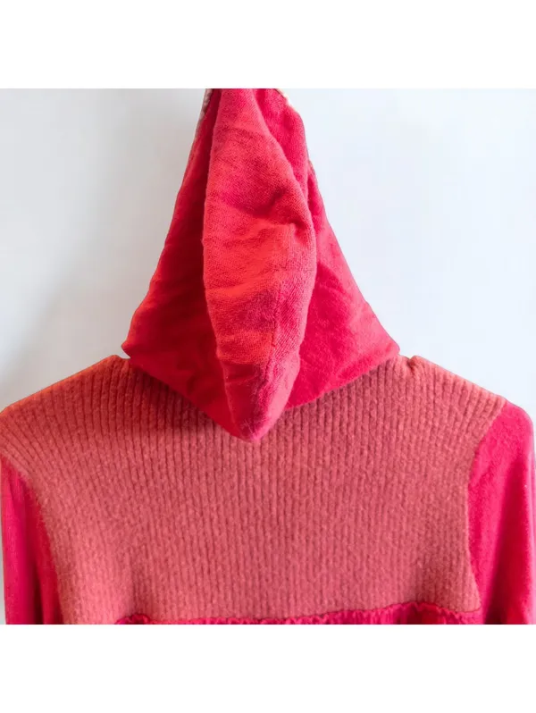 Free People Elga Babydoll Wool Hooded Cardigan Red Women XS - Image 8