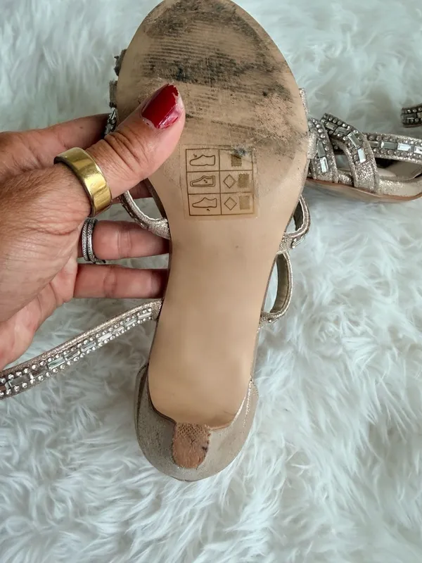 Kelly & Katie Reekie Gold Strappy Rhinestone Heeled Sandals - Image 8