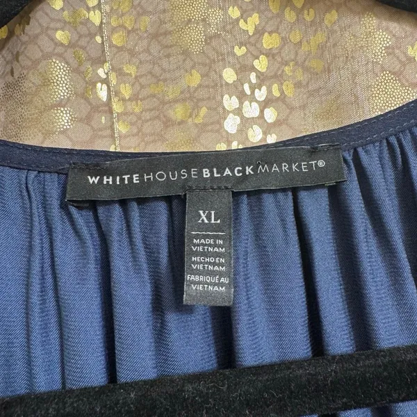 White House Black Market Navy Blue Sleeveless Pleated Midi Dress XL - Image 3