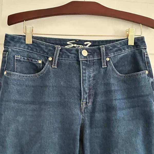 Seven7 Slim Straight Jeans Dark Blue Size 4 - Image 2