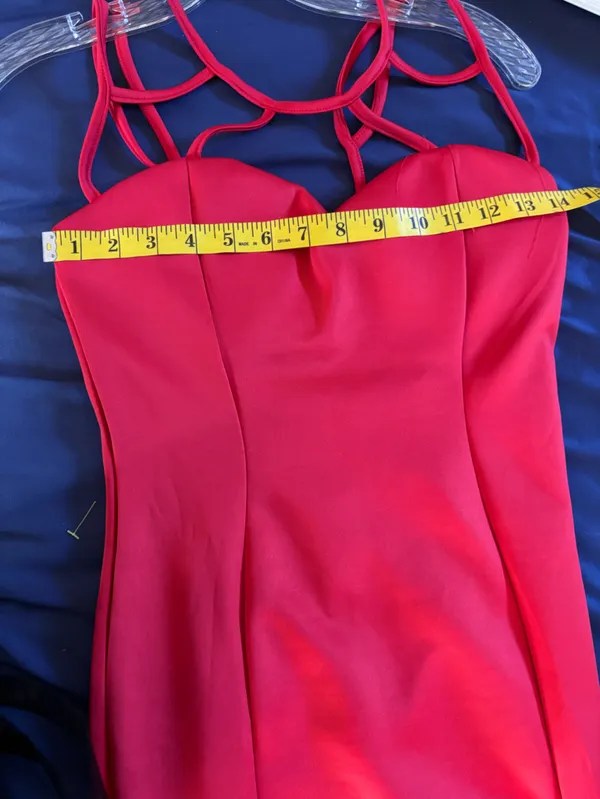Papaya Red Strappy Back Bodycon Mini Dress - Image 7
