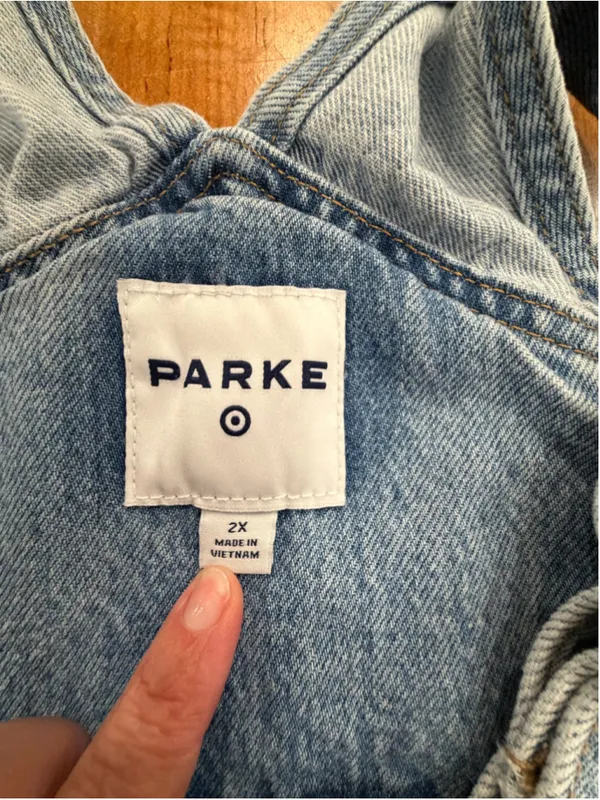 PARKE Denim Shortalls Romper Womens Plus 2X Blue Overalls Mini Coverall Cotton - Image 5