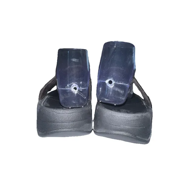 FitFlop Women 9 Black LULU Sandal Sequin Sparkle Toe-Post Wedge‎ Thong Comfort - Image 4
