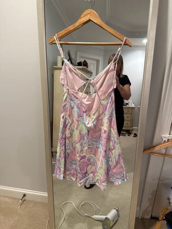 Zara Marble Print Cutout Mini Dress Size L - Image 3