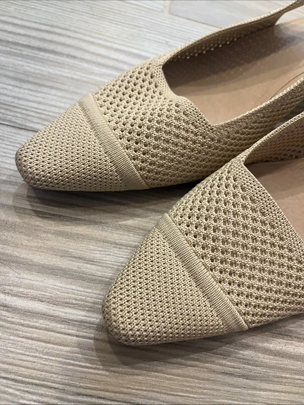 Vivaia Leah Pointed-Toe Slingback Sandals (Sz EU 42) Almond Knit - Image 5