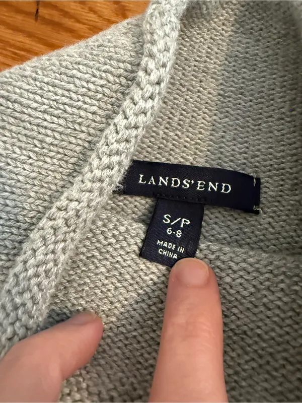 Lands' End Roll Neck Cotton Sweater Grey Size Small - Image 4
