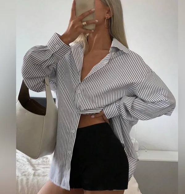 Striped Button Down Gray - Image 2