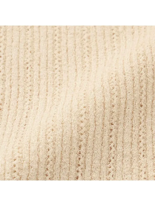 Uniqlo GU Loop Boucle Yarn Semi-Sheer Long Cardigan Beige - Image 4