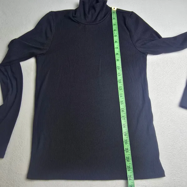 Wilfred Aritzia Black Ribbed‎ Turtleneck Long Sleeve Top Tencel Modal 100780 L - Image 6