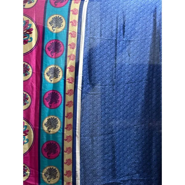 Women's Silk saree Jolly Silks Blue Pink New - Image 5