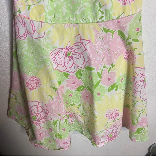 Lilly Pulitzer Size 8 Pink Green Floral Blast Willa Halter Dress Garden Party - Image 6