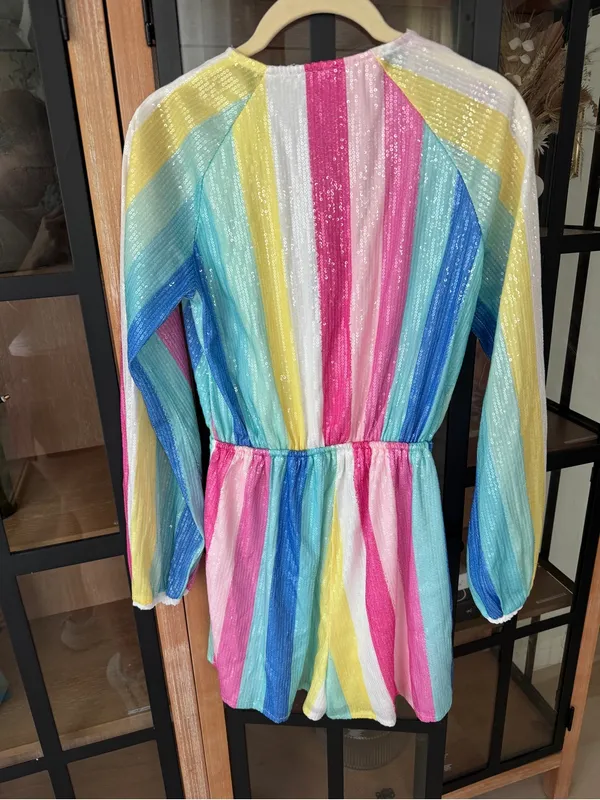 Amazon Sequined romper lover taylor swift unicorn pastel striped rainbow Gabrielle - Image 5