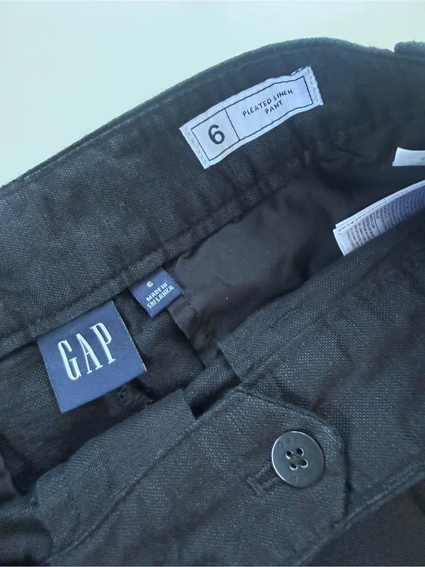 GAP Black Pleated Linen Pants size 6 - Image 5