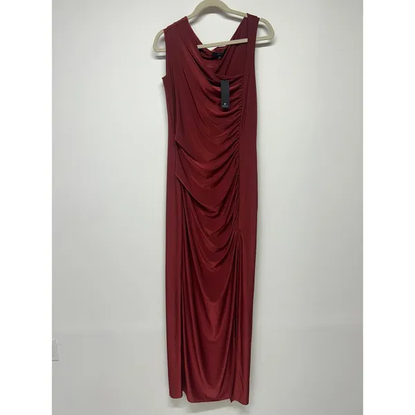 Lulus Josie Rust Red Ruched Maxi Dress Autumn Wedding Guest Size XS‎ NWT - Image 2