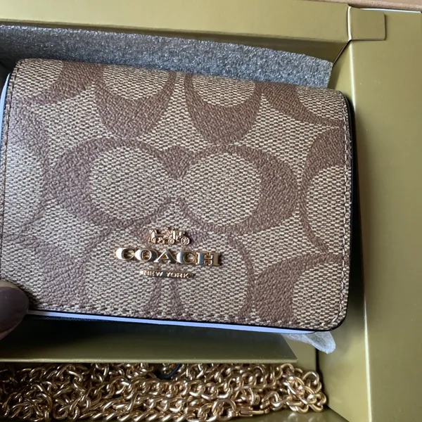 Authentic COACH Signature leather/coated canvas wallet on chain & 2 charms - Image 12