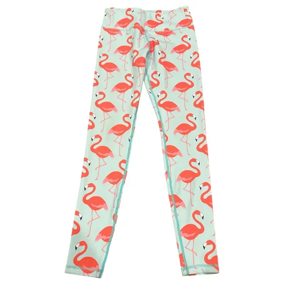 FLEXI LEXI Pink Flamingos Print Yoga Pilates Gym Workout Activewear Leggings M - Image 3