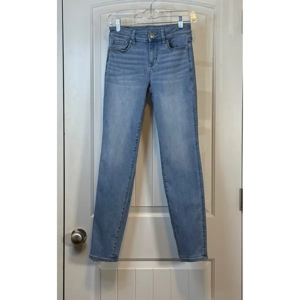 American‎ Eagle Next Level Stretch Skinny Jeans Light Wash Blue Womens 0 Regular - Image 2