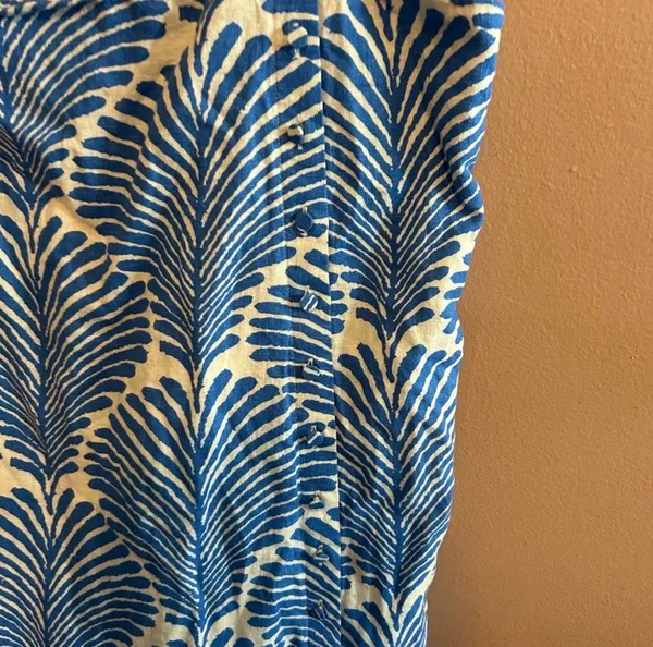 Abercrombie & Fitch XL Linen Skort Dress Blue Palm Pattern - Image 4