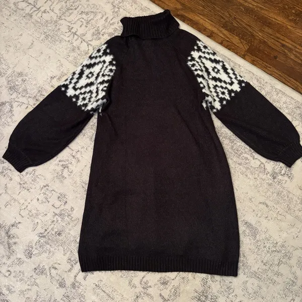 Maurices Fair Isle Sweater Dress Size XXL Turtleneck Mini Knee Length Cozy Knit - Image 3