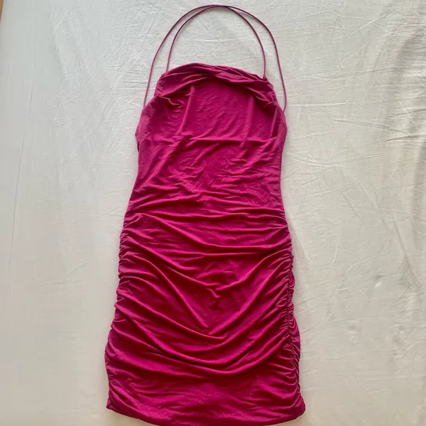 Tiger Mist Sexy Magenta Ruched Mini Dress- S - Image 3