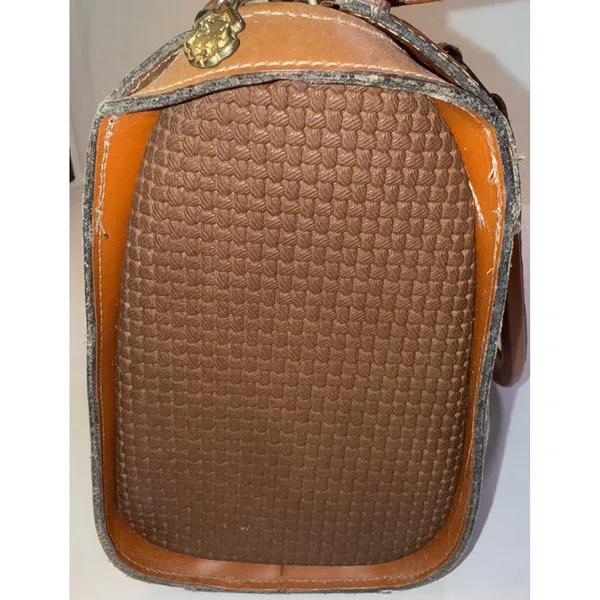 Vintage JR Julius Resnick Monogram Lining Leather Woven Purse Satchel Bag USA - Image 13