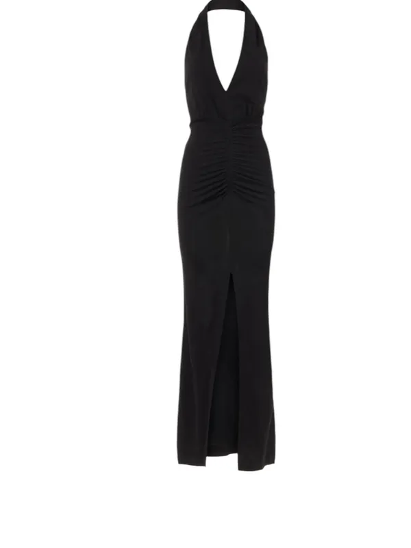 IRO- Rubini Halter Ruched Maxi Dress in Black Size XS - Image 5