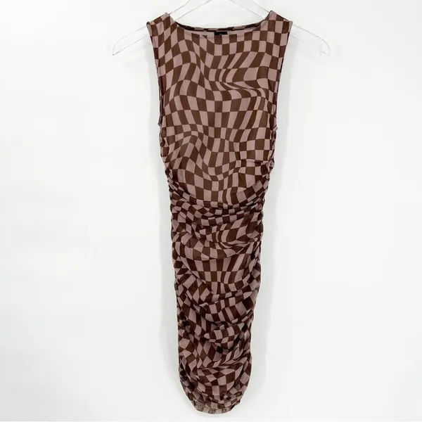 NEW Urban Outfitters Austin Wavy Checkerboard Bodycon Mini‎ Dress Women's XS Y2K - Image 2