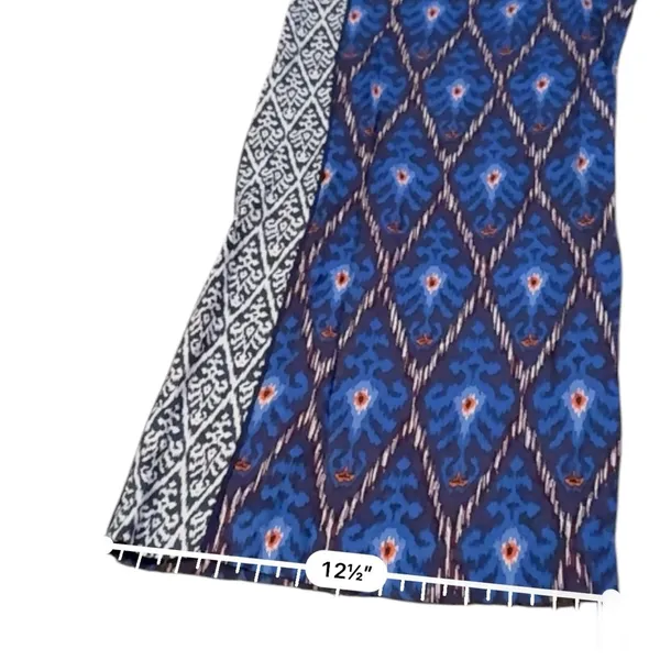 Anthropologie Value Blue Aztec Printed Wide Leg Pull On Pants‎ Sz M - Image 14