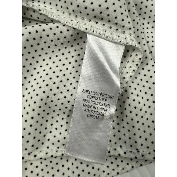 Adrianna Papell Polka‎ Dot Blouse Long Sleeve Pleated Top Womens Size M - Image 4