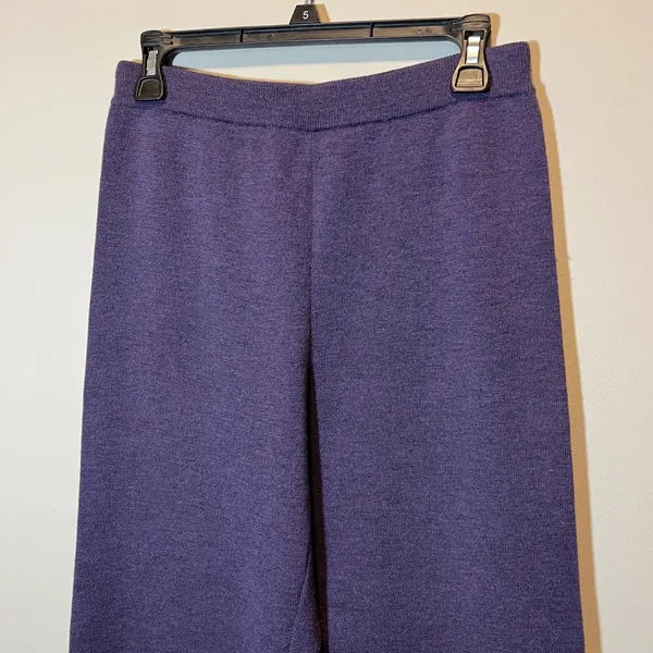 Eileen Fisher Purple 100% Merino Wool Knit Straight Leg Pants Small - Image 5