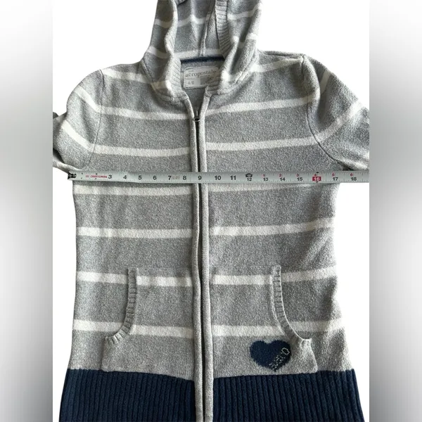 Aeropostale Vintage Y2K Striped Zip-Up‎ Hoodie Sweater Jacket Large - Image 5