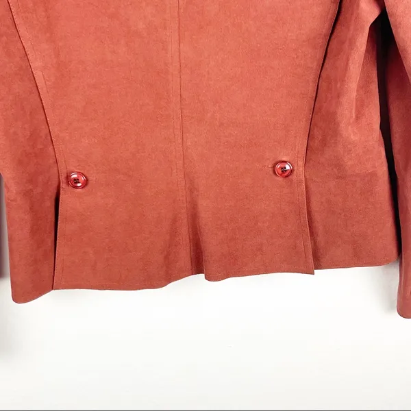 NEIMAN MARCUS Suede Copper Single Button Pocket Lined Blazer Small Western Boho - Image 6