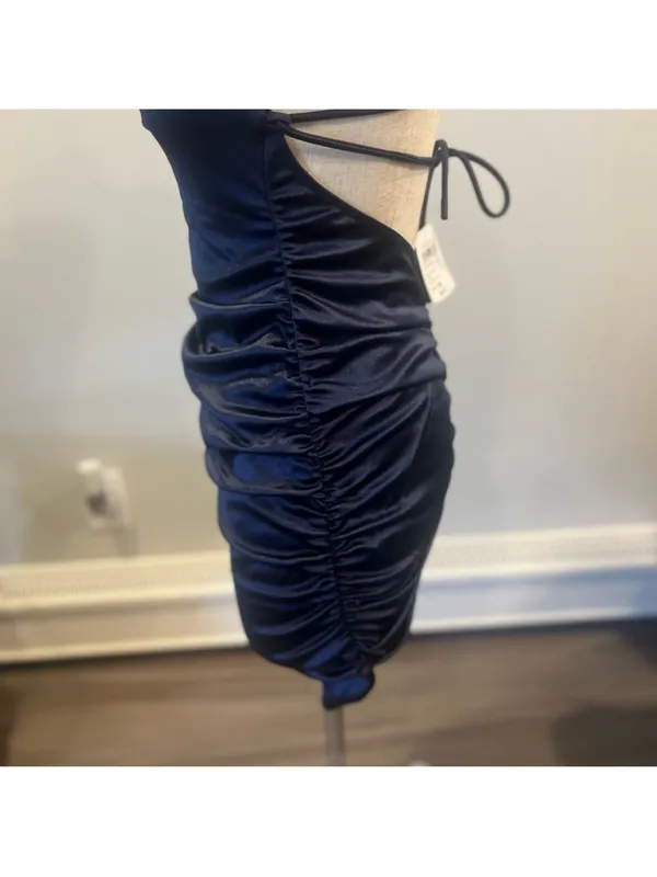 Windsor Navy Halter Ruched Mini Dress - Image 5