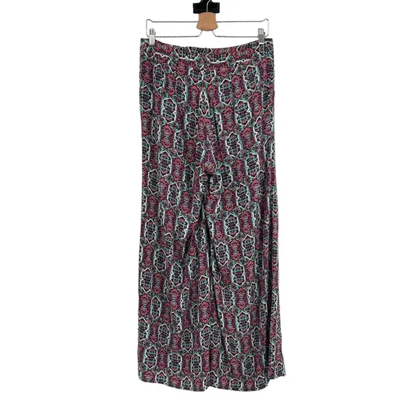 Anthropologie Elevenses‎ South Shore Pants Geometric Wide Leg Pink Teal Size 8 - Image 7