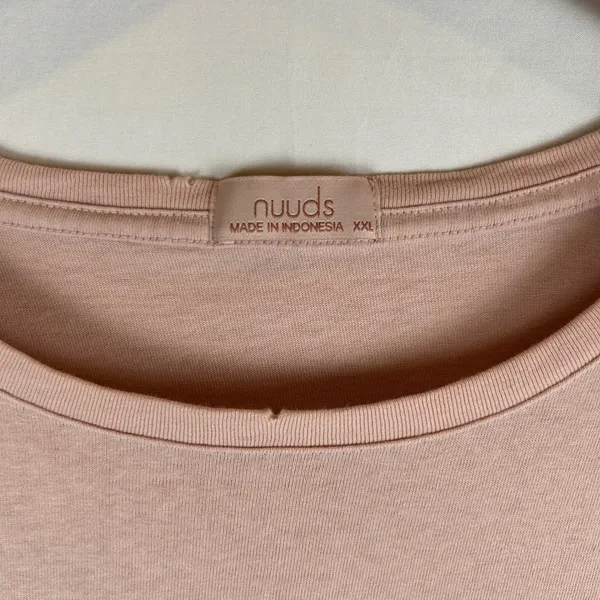 nuuds Women XXL Pink Cotton Relaxed Boxy Short Sleeve T-Shirt Distressed Hem - Image 3