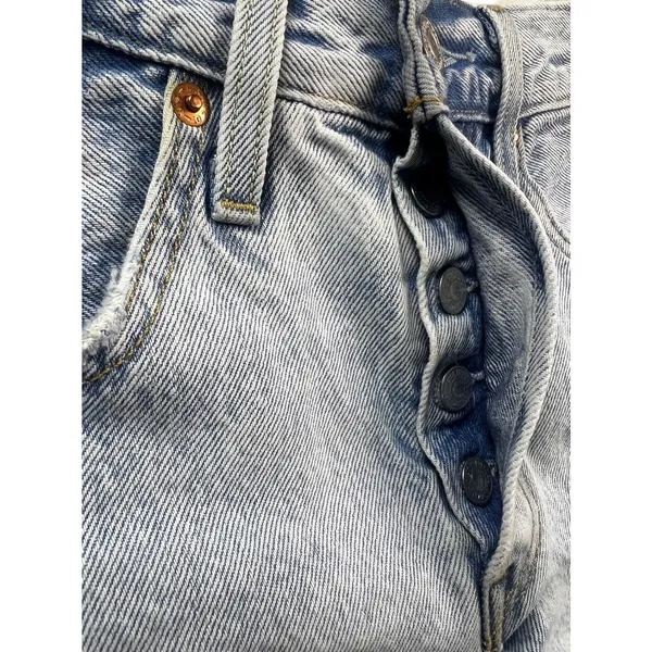 Levis Premium Womens W24 Distressed Denim Shorts High Rise Cutoff Acid Wash 501 - Image 4