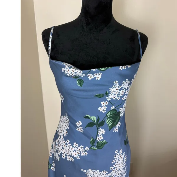 Keepsake The Label Blue Hydrangea Midi Slip Dress Size L - Image 2