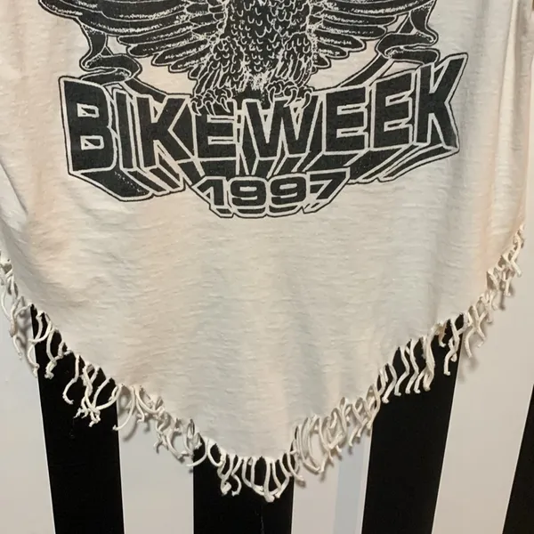 Rare Custom Fringe 1997 Daytona Bike Week Bald Eagle Vintage Cotton Tee Shirt - Image 11