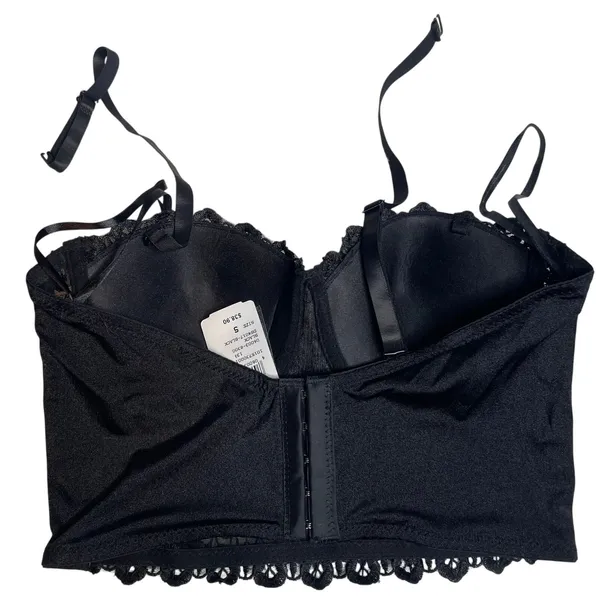 Windsor Black Lace Beaded Bustier Crop‎ Top DS4017-BLACK Small NWT - Image 3
