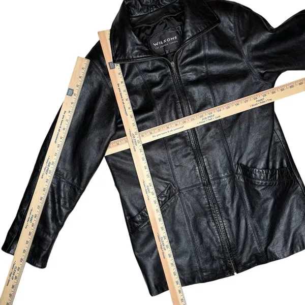 Wilson's Leather Genuine Leather Women's Blazer Jacket Size XS Black Pockets Long Length - Image 7
