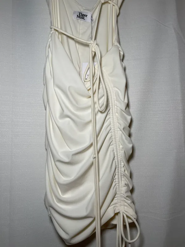 White Ruched Detail Mini Dress - Image 5