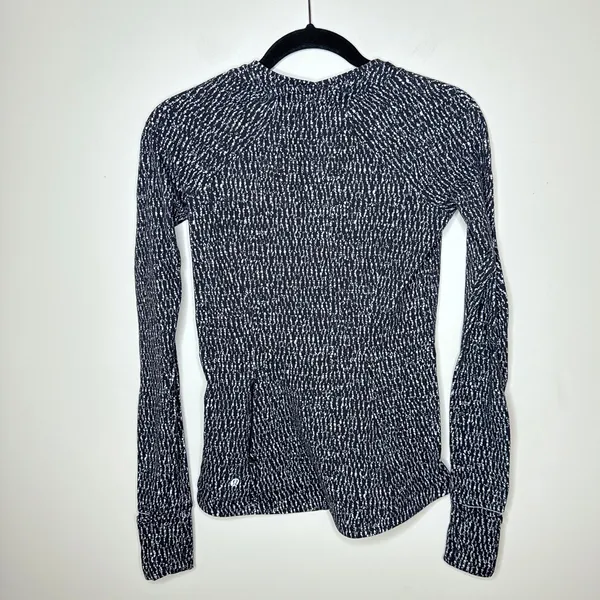 Lululemon Size 6 Runderful Long‎ Sleeve Knotted Jacquard Black White Running Gym - Image 11