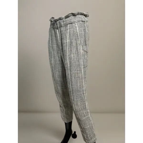 Free People Cotton Blend Light Weight‎ Gray Striped Cropped Pants Size 0 - Image 2