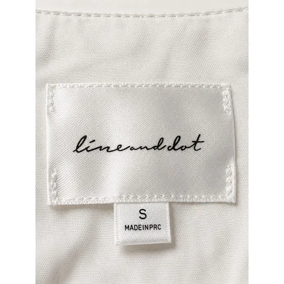 Line & Dot White Textured Cotton Boho Crop Blouse Tassel Tie Top Small - Image 4